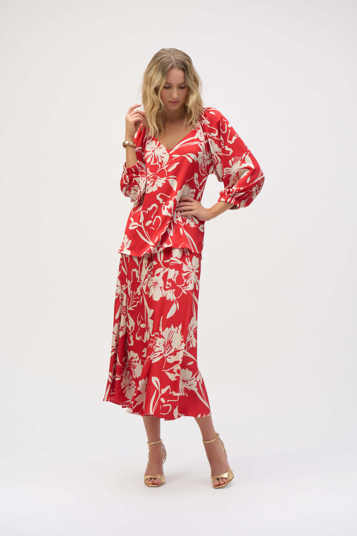 Sicilian Sun Satin Floral Print Straight Top 252119