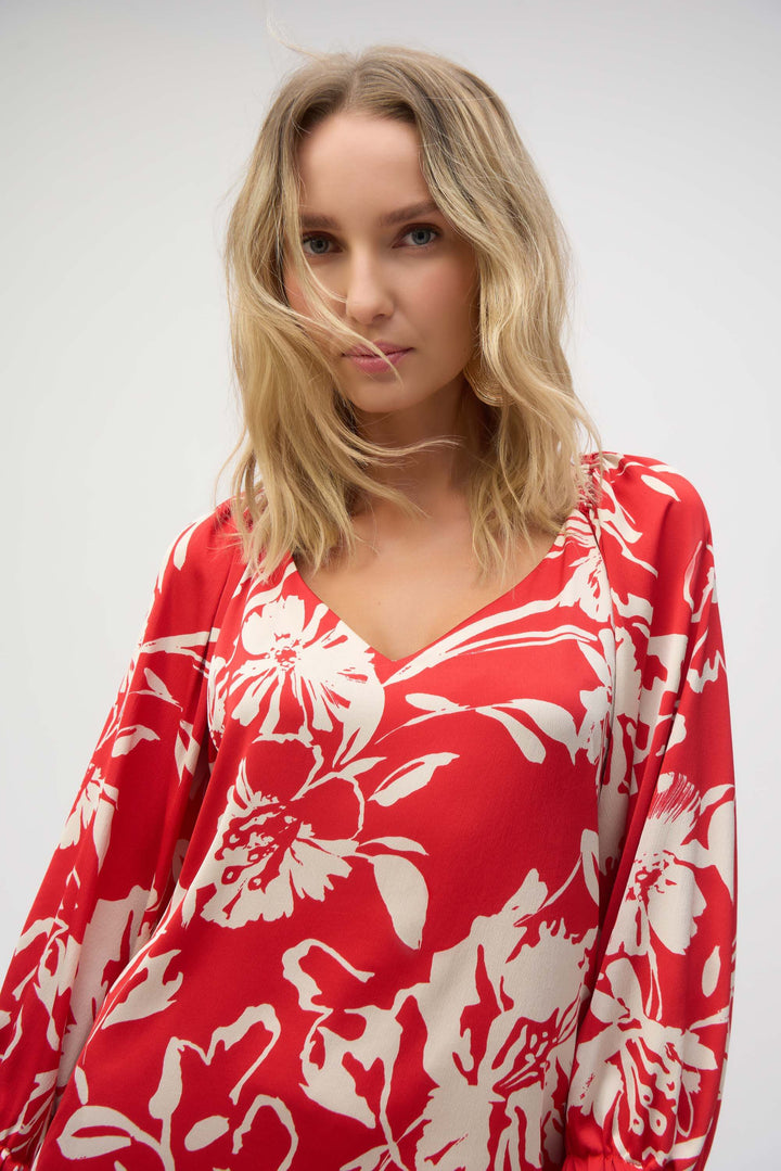 Sicilian Sun Satin Floral Print Straight Top 252119