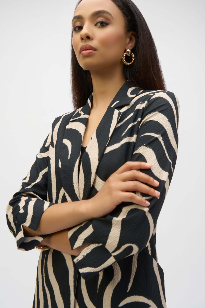 Savannah Seersucker Abstract Print Straight Blazer 252152