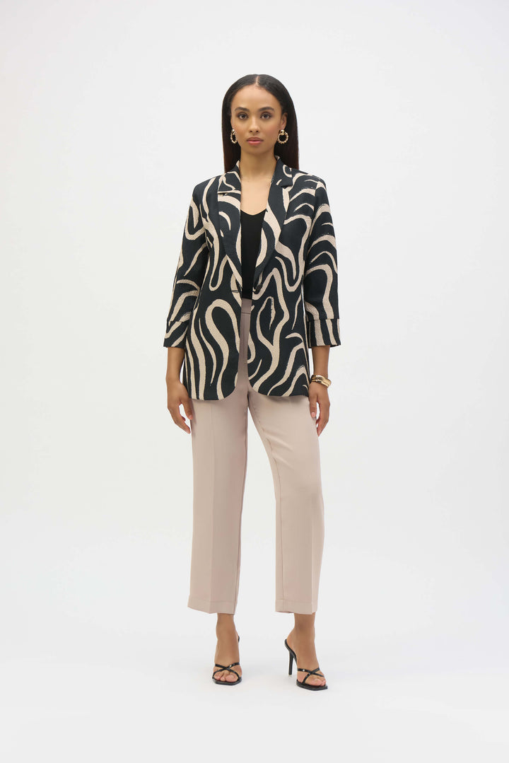 Savannah Seersucker Abstract Print Straight Blazer 252152