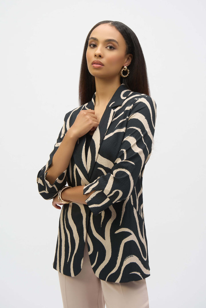 Savannah Seersucker Abstract Print Straight Blazer 252152