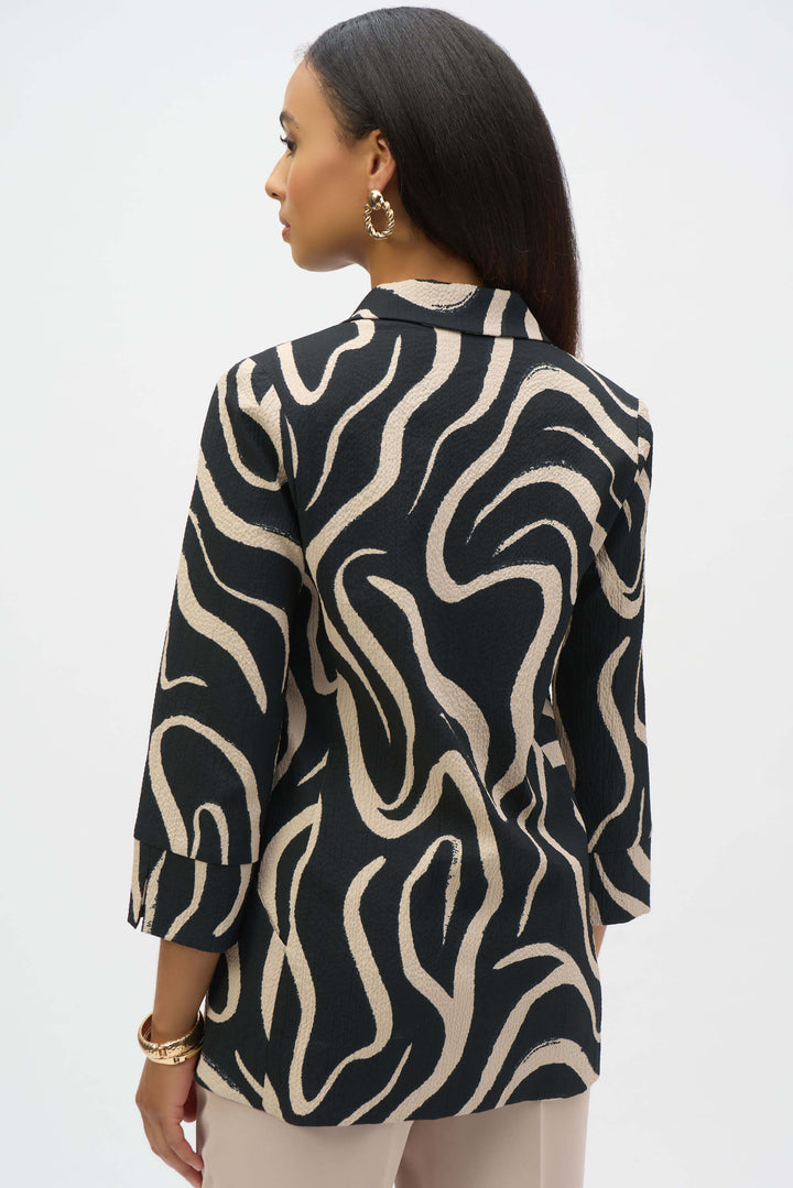 Savannah Seersucker Abstract Print Straight Blazer 252152