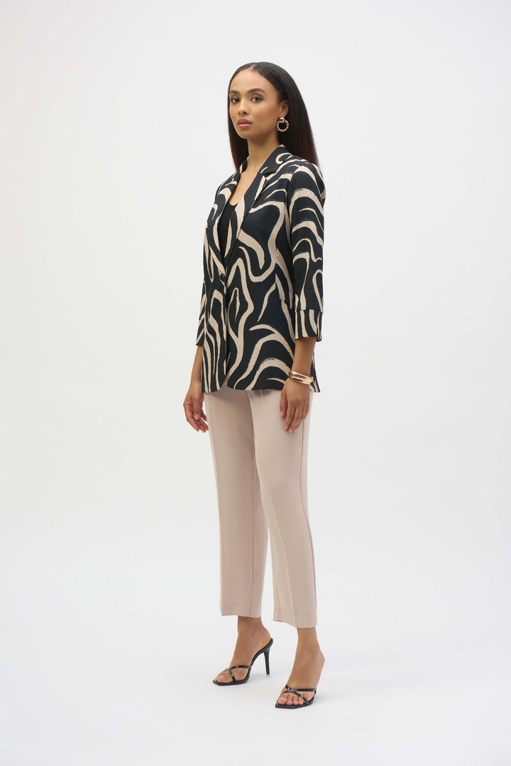 Savannah Seersucker Abstract Print Straight Blazer 252152