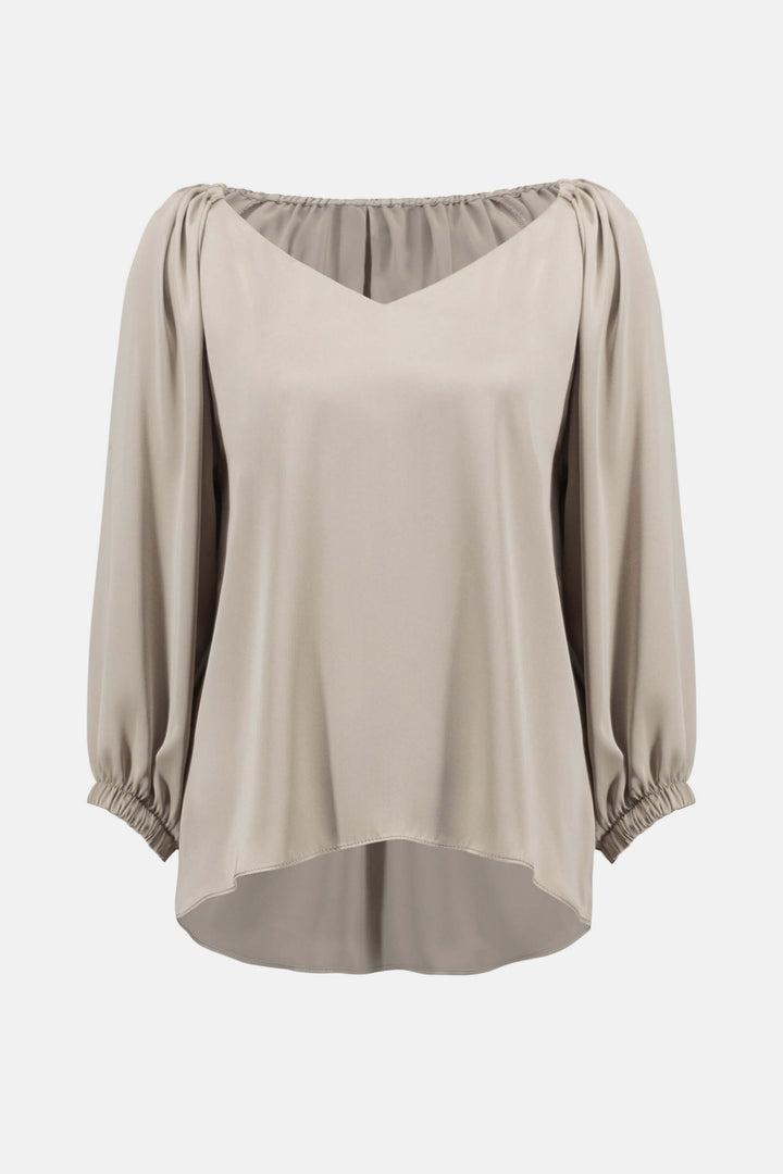 Satin V Neck Straight Top - Dune 252165