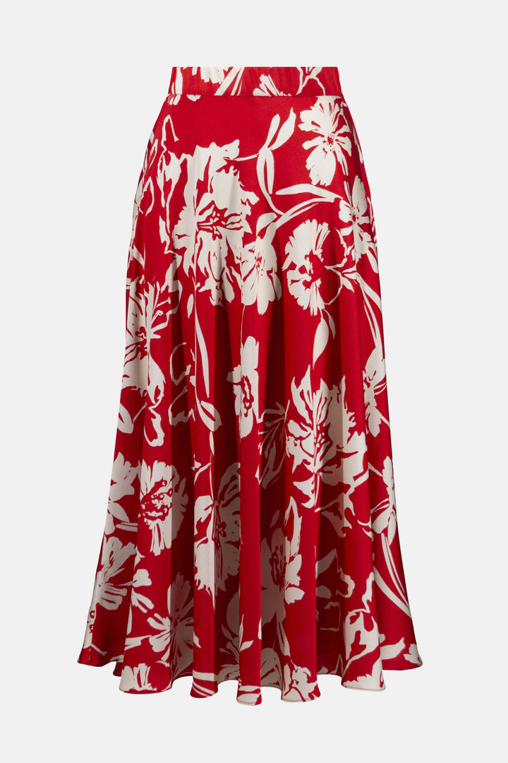 Sicilian Sun Satin Floral Print A-Line Skirt 252176