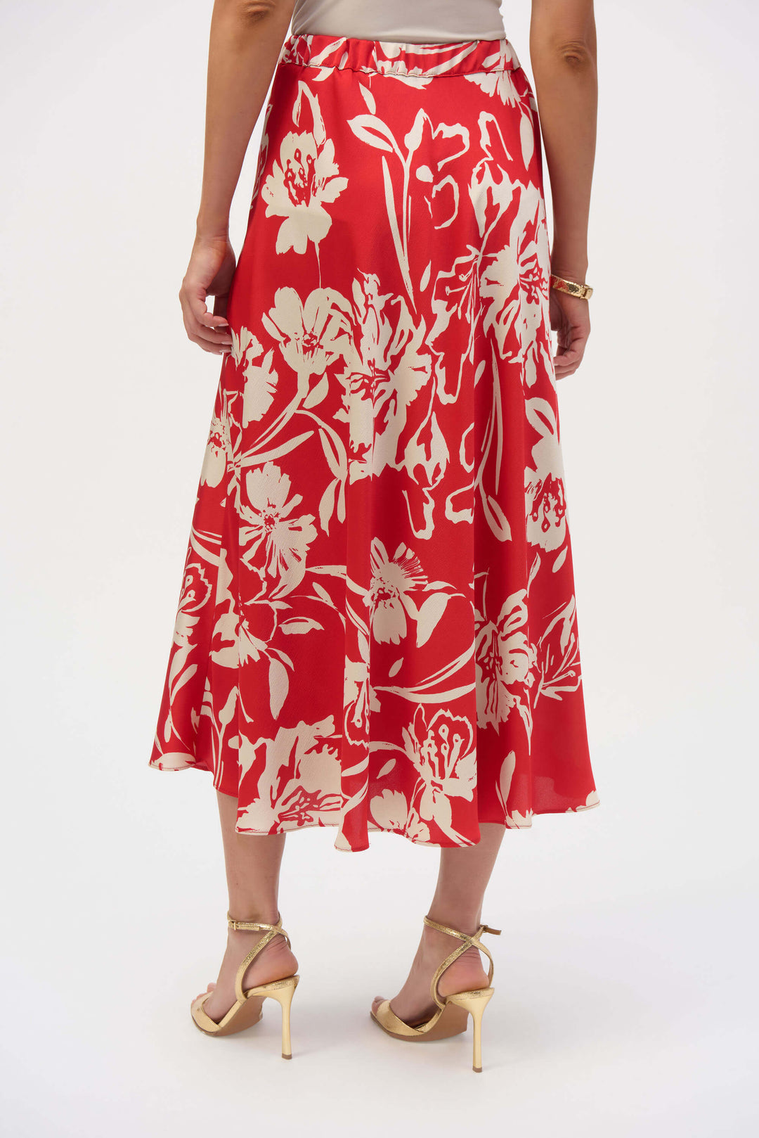 Sicilian Sun Satin Floral Print A-Line Skirt 252176
