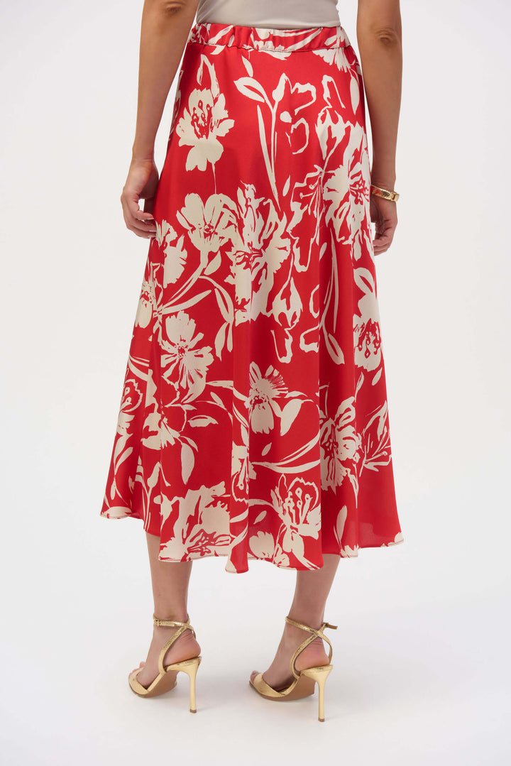 Sicilian Sun Satin Floral Print A-Line Skirt 252176