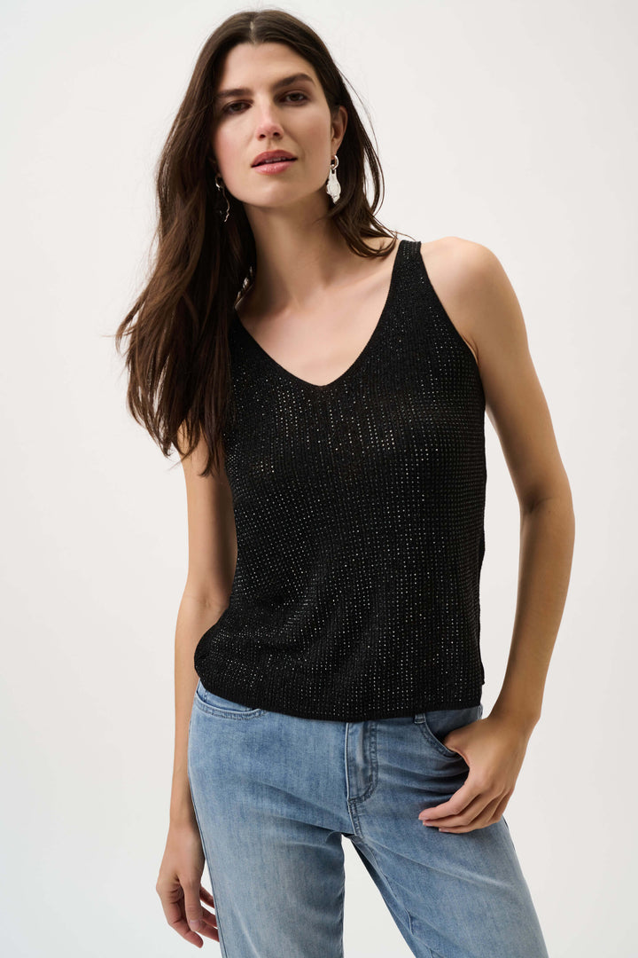 Joseph Ribkoff Metallic Knit Cami with Rhinestones 252915CO