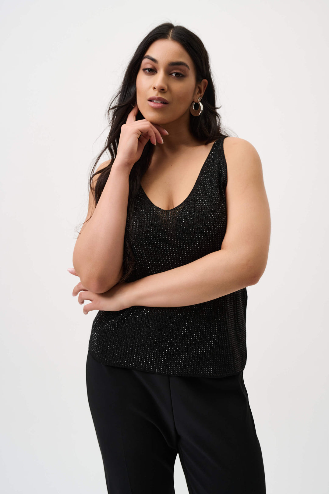 Joseph Ribkoff Metallic Knit Cami with Rhinestones 252915CO