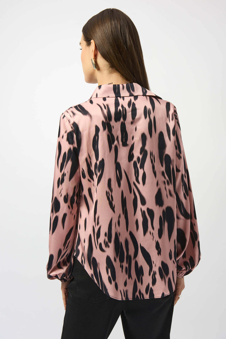Soft Focus Recycled Satin Animal Print Draped Top 253059