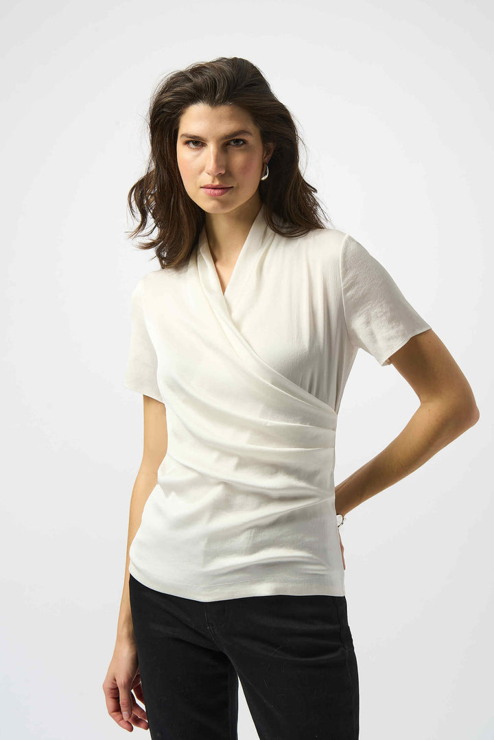 King's Road Recycled Satin And Silky Knit Wrap Top -  Merlot/White 253237