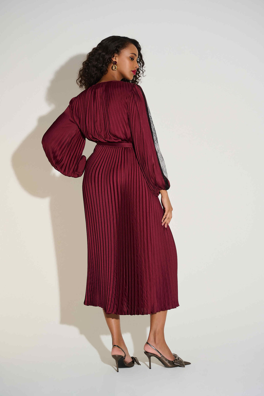 Signature | Pleated Satin Fit & Flare Dress 253775