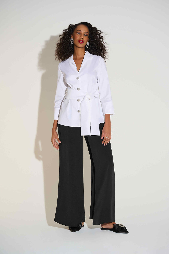 Stretch Taffeta Fitted Blouse - White  253797