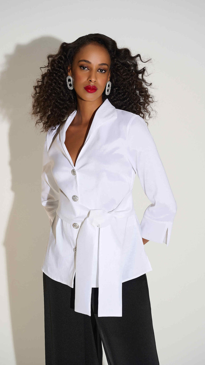 Stretch Taffeta Fitted Blouse - White  253797