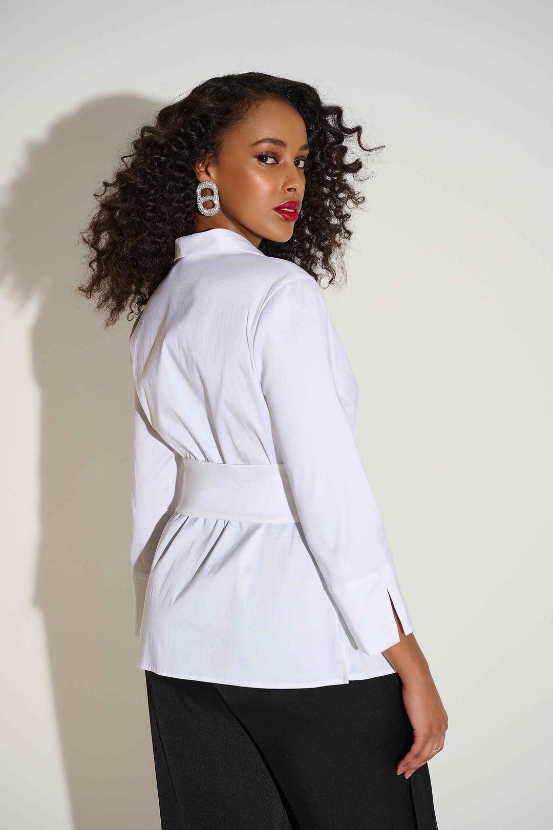 Stretch Taffeta Fitted Blouse - White  253797