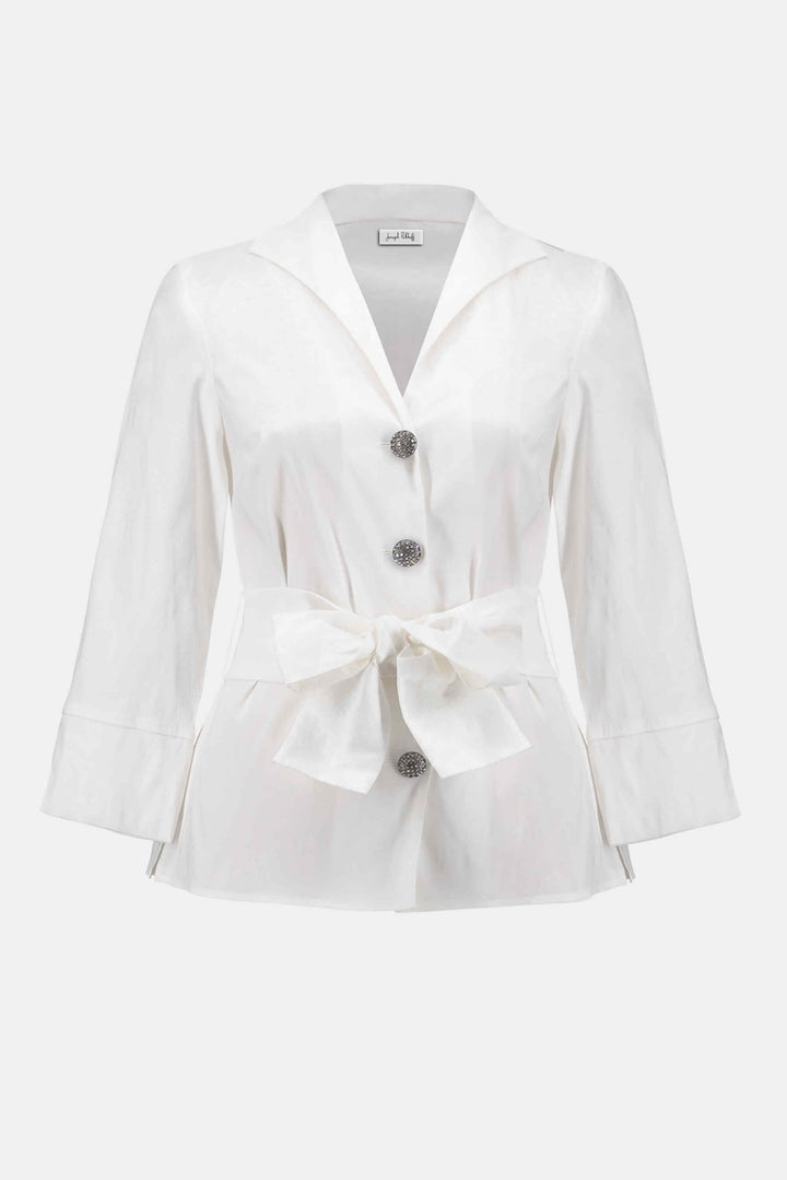 Stretch Taffeta Fitted Blouse - White  253797