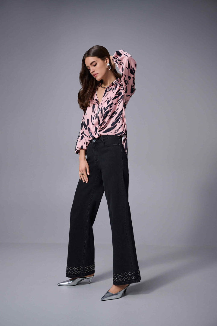 City Line Classic Wide Leg Stretch Denim Jeans - Charcoal Grey 253988