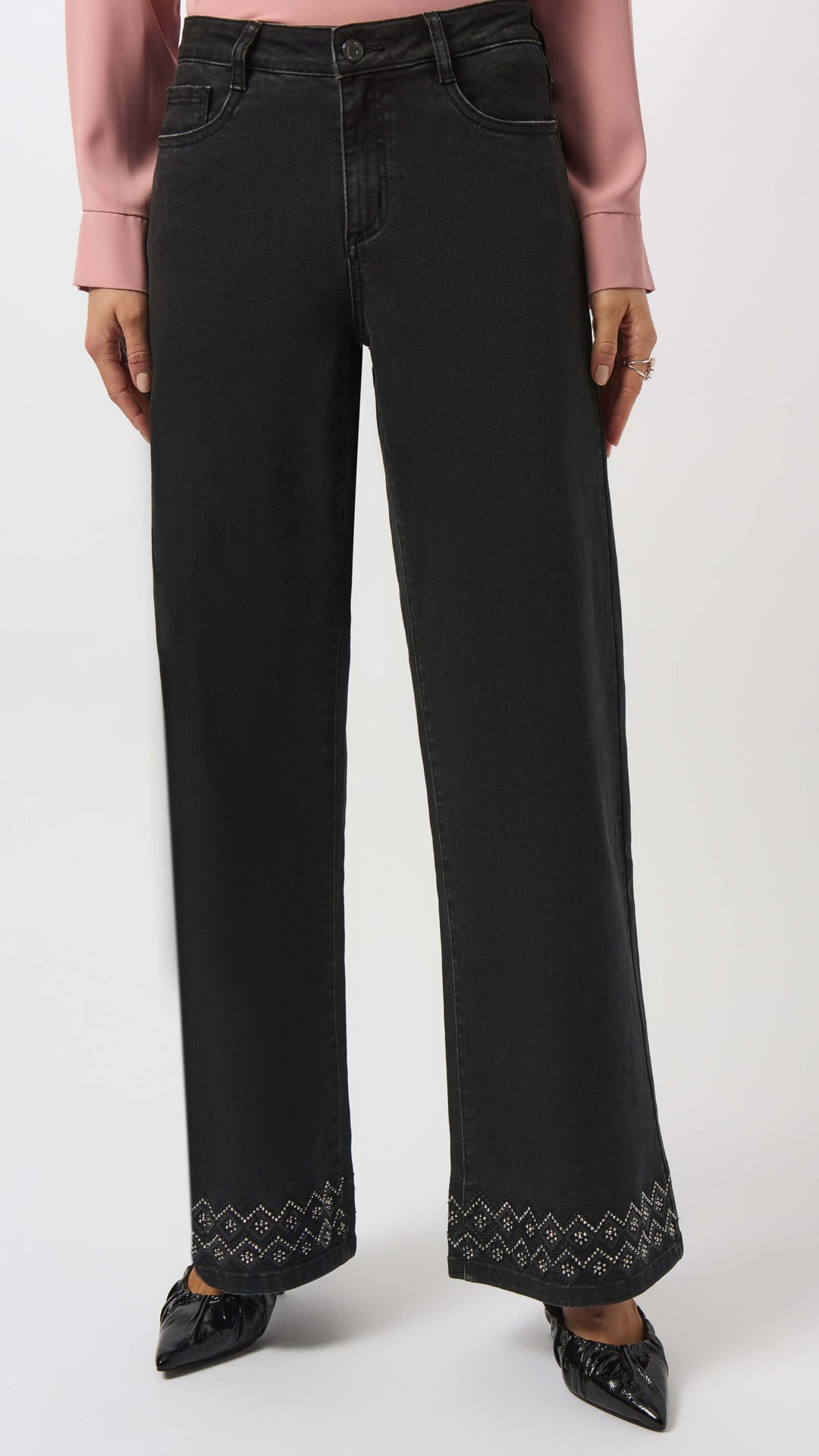 City Line Classic Wide Leg Stretch Denim Jeans - Charcoal Grey 253988