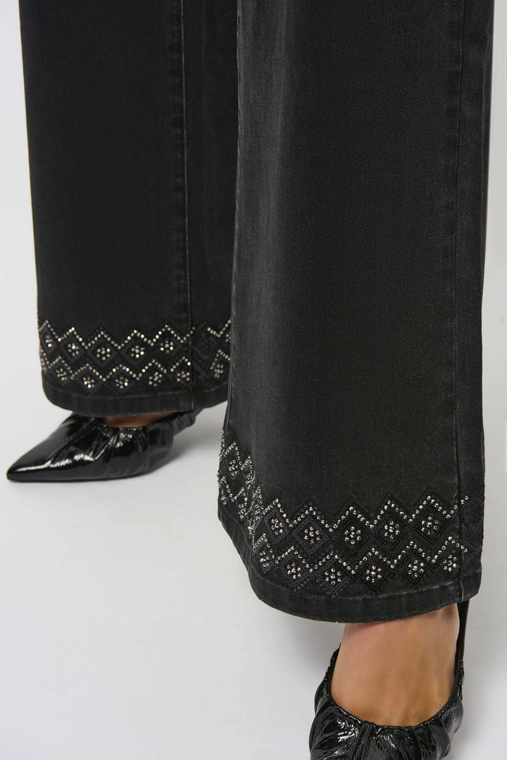 City Line Classic Wide Leg Stretch Denim Jeans - Charcoal Grey 253988