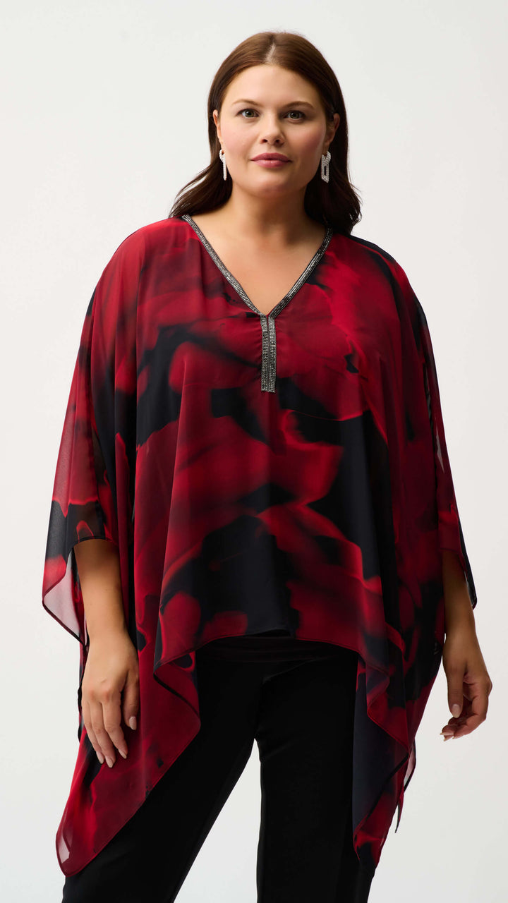 Recycled Chiffon Abstract Print Poncho Top 254090