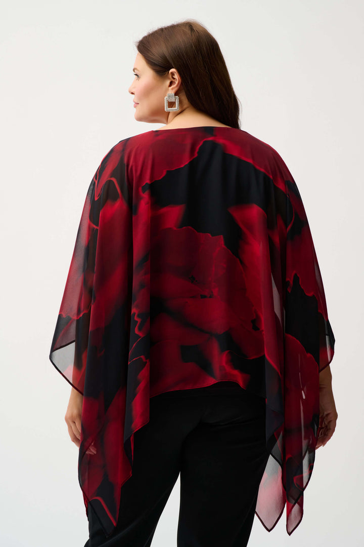 Recycled Chiffon Abstract Print Poncho Top 254090