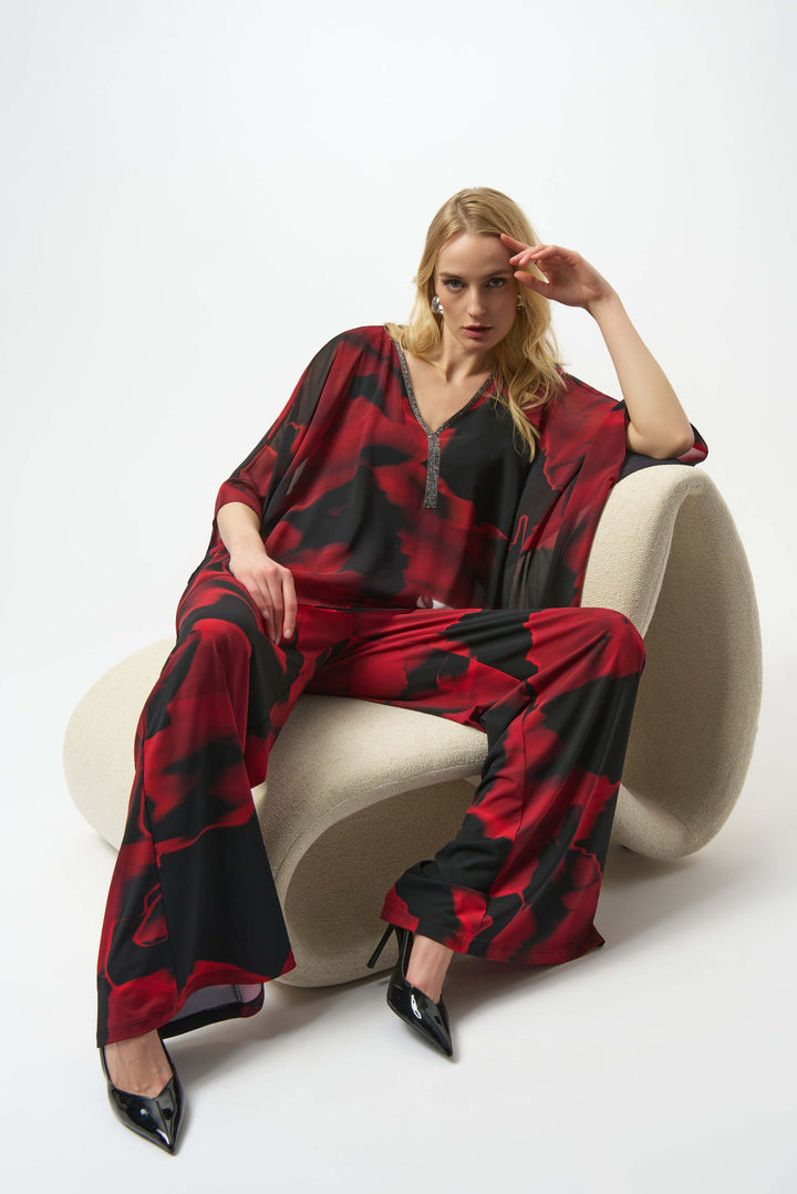 Recycled Chiffon Abstract Print Poncho Top 254090