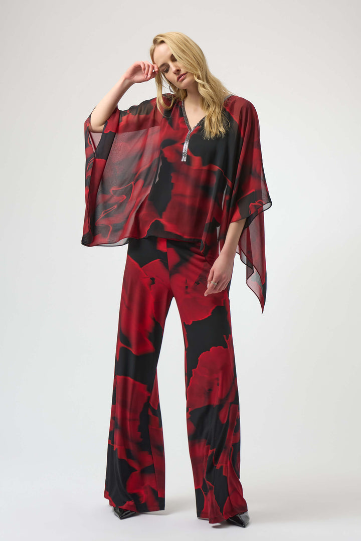Recycled Chiffon Abstract Print Poncho Top 254090
