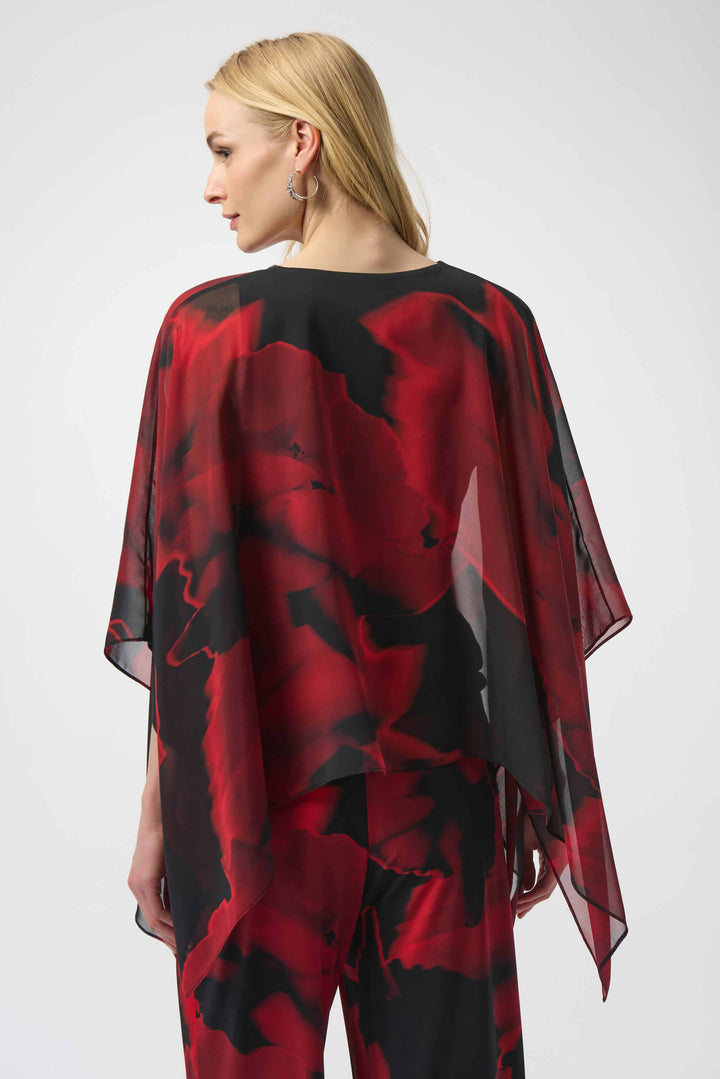 Recycled Chiffon Abstract Print Poncho Top 254090