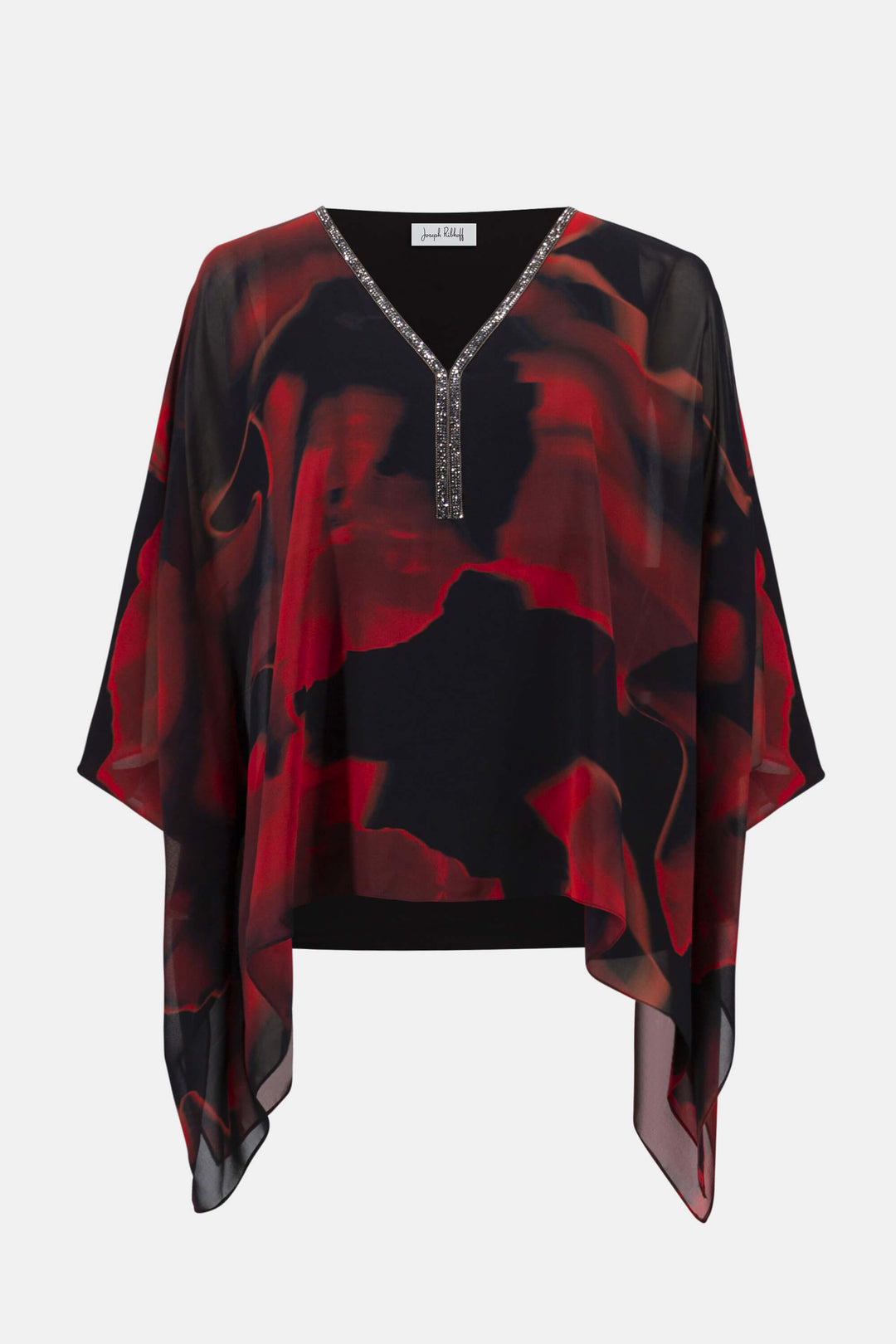 Recycled Chiffon Abstract Print Poncho Top 254090