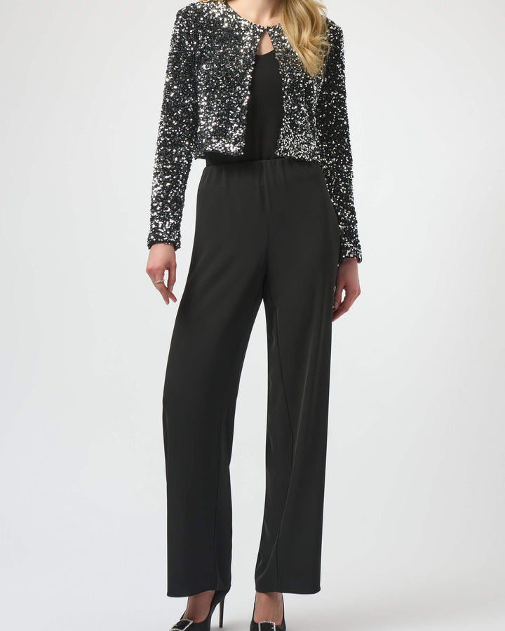 Midnight Woven Twill Wide-Leg Pull-On Pants 254100 Size 14