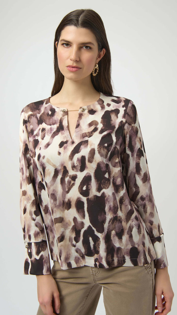 Natural Habitat Recycled Satin Animal Print Straight Top 254166