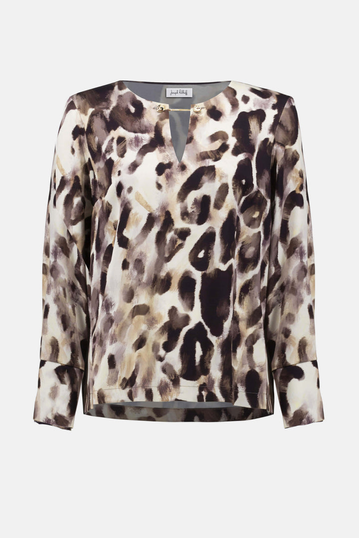 Natural Habitat Recycled Satin Animal Print Straight Top 254166