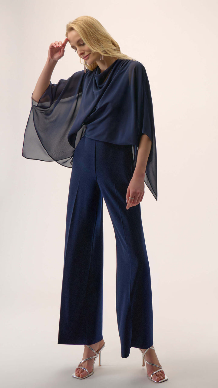 Signature Silky Wide Leg Jumpsuit - Navy 254705