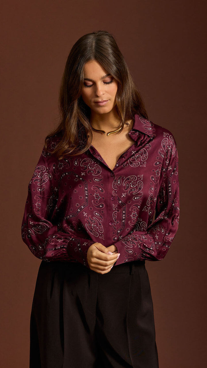 Tasha Burgundi Bandana Shirt