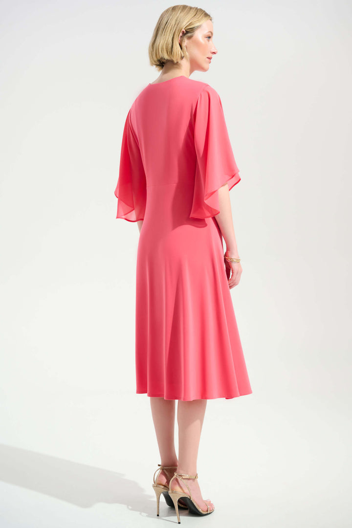 Signature Silky Fit and Flare Dress With Chiffon Draped Sash