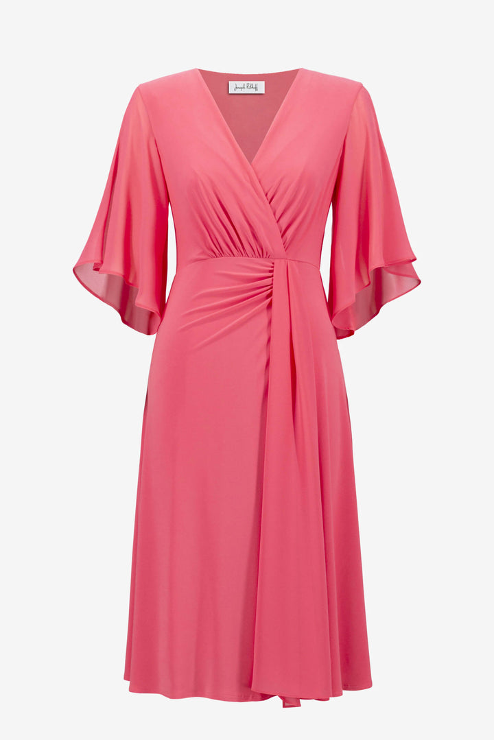 Signature Silky Fit and Flare Dress With Chiffon Draped Sash