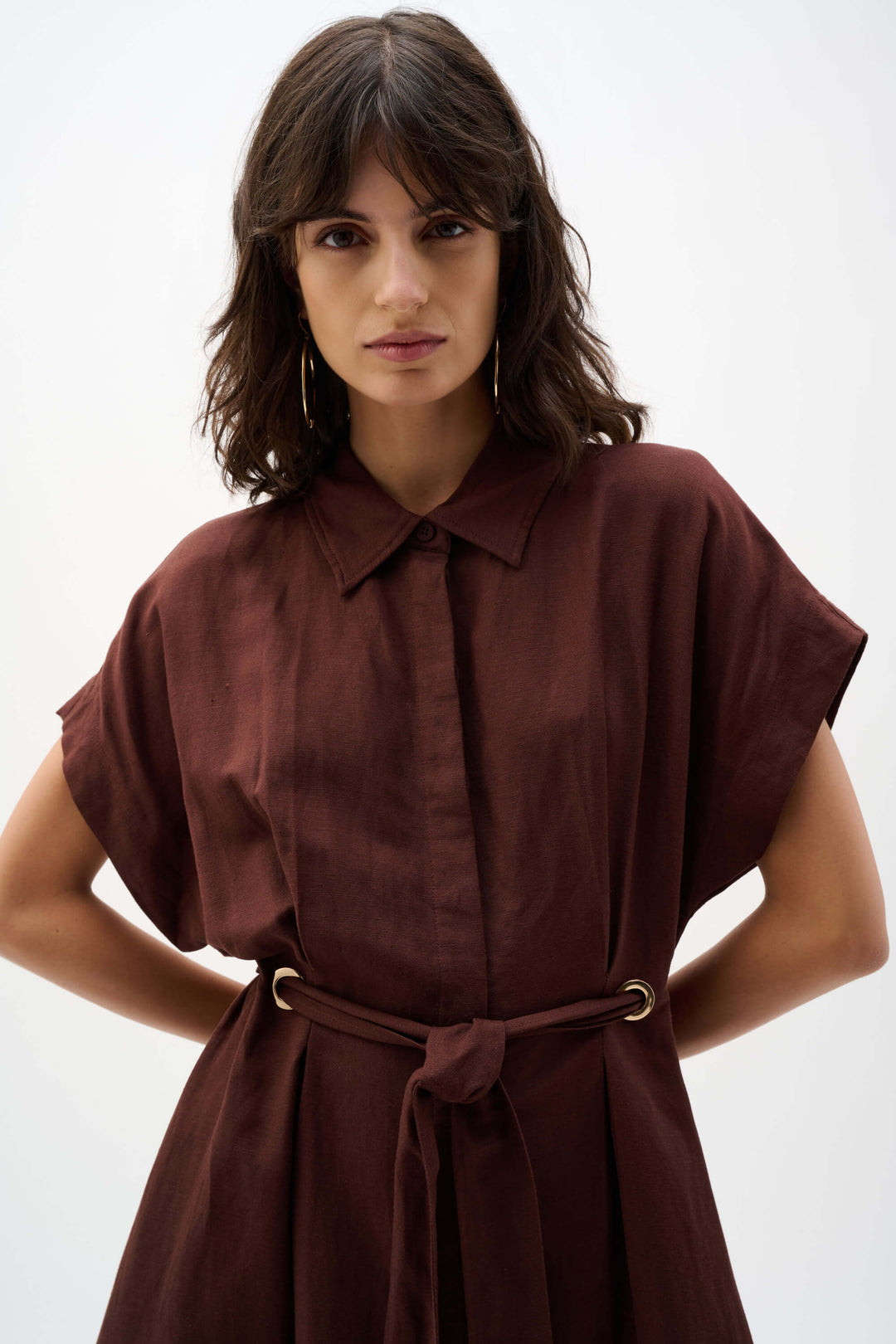 Cape Town  Fit And Flare Shirt Dress  262907 - Mahagony Brown
