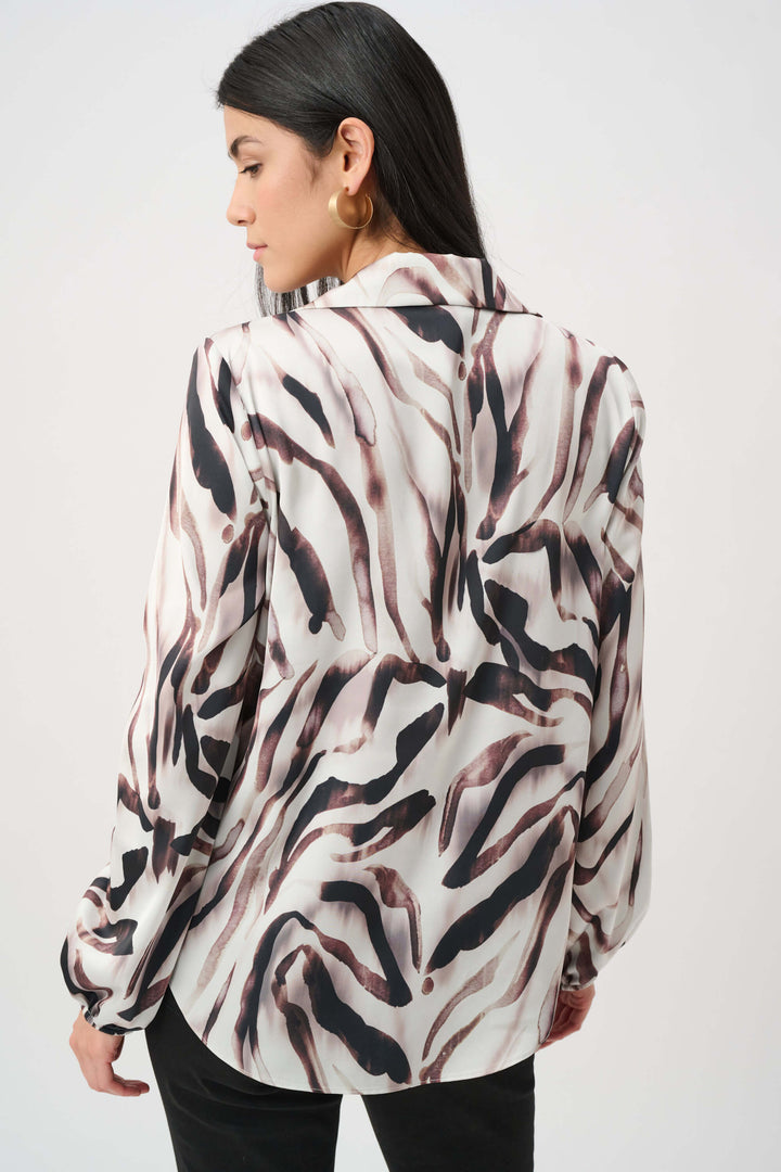 Neutral Ground Recycled Satin Animal Print Draped Top 263057