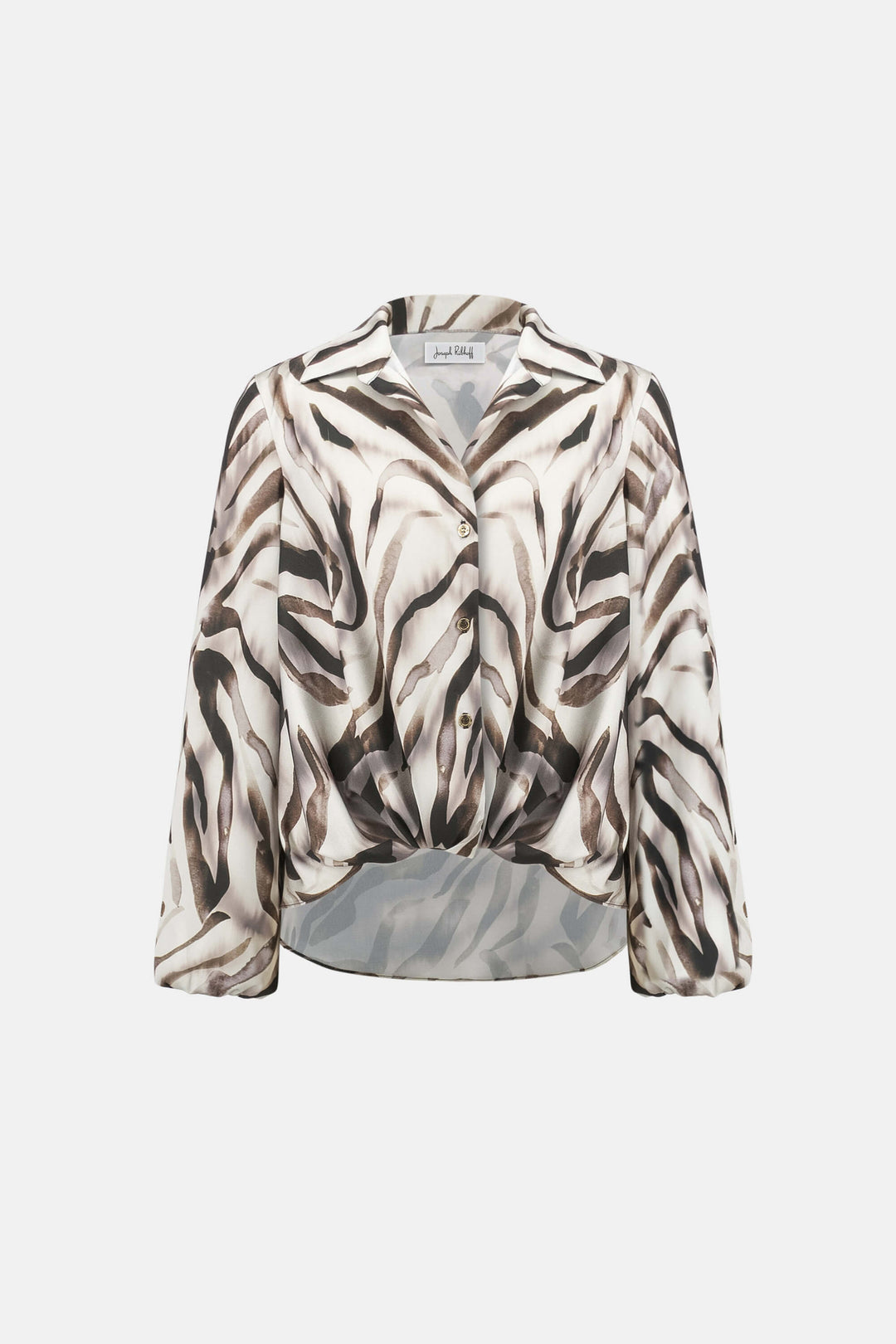 Neutral Ground Recycled Satin Animal Print Draped Top 263057