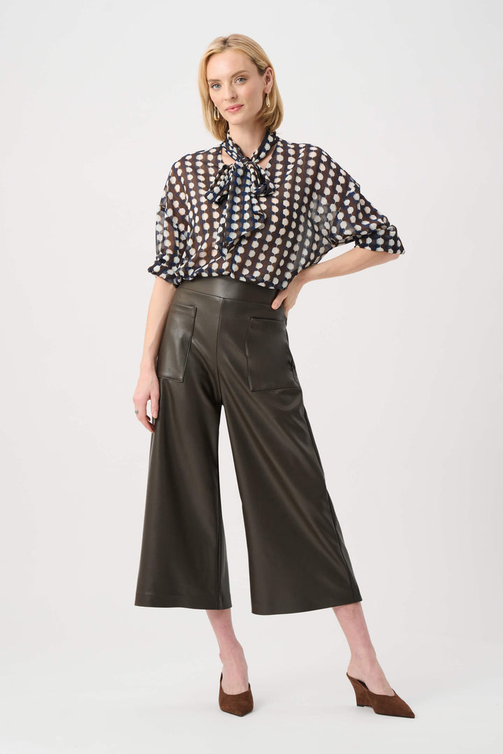 Modern Geometry Leatherette Pull-On Culotte Pants 263096