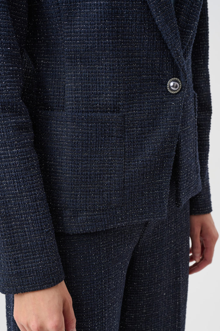 Modern Geometry Lurex Boucle Fitted Blazer 263214