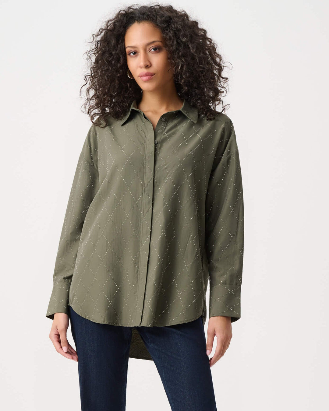 Mint Condition Tencel Boxy Blouse With All-Over Rhinestone Detail 263922