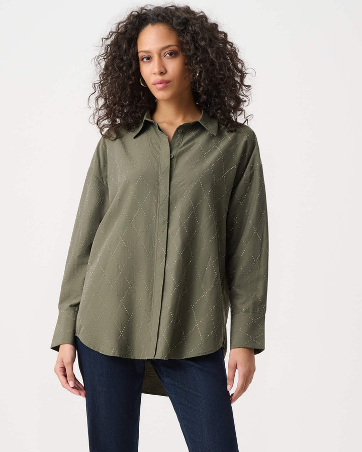 Mint Condition Tencel Boxy Blouse With All-Over Rhinestone Detail 263922