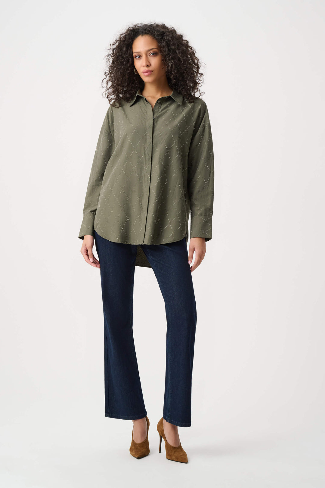 Mint Condition Tencel Boxy Blouse With All-Over Rhinestone Detail 263922