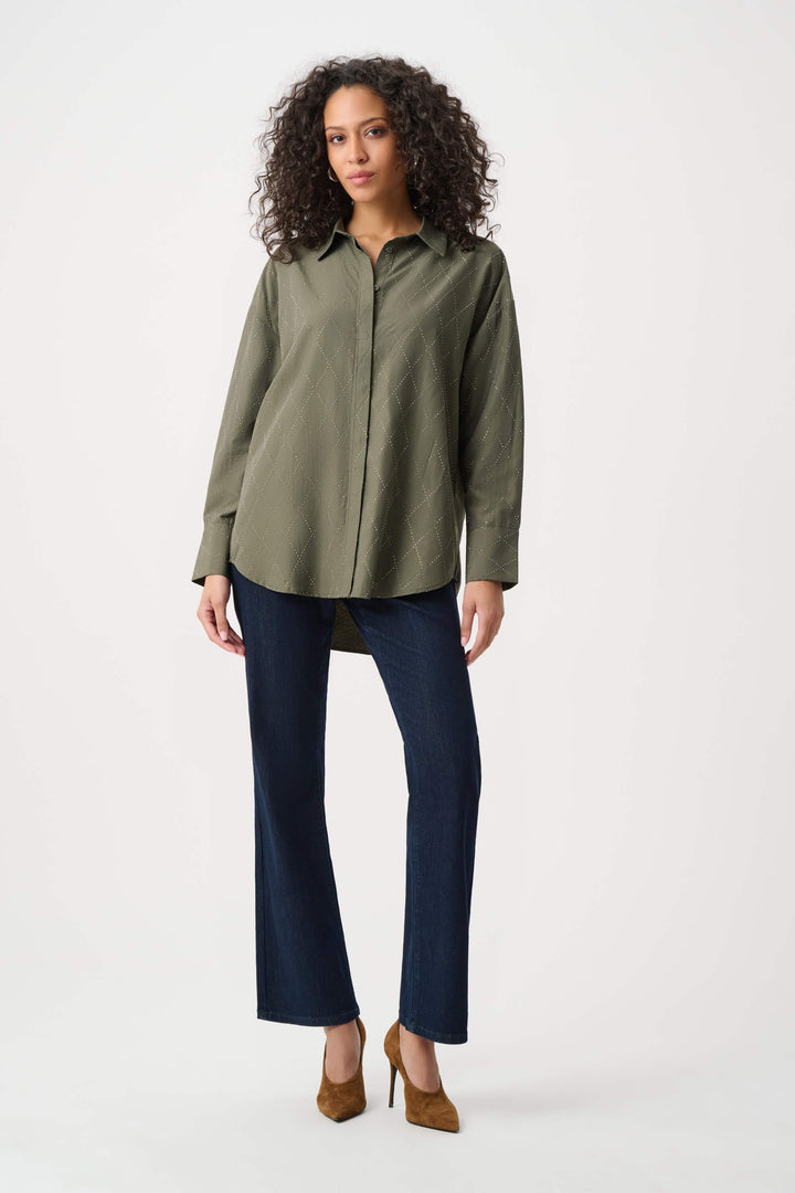 Mint Condition Tencel Boxy Blouse With All-Over Rhinestone Detail 263922