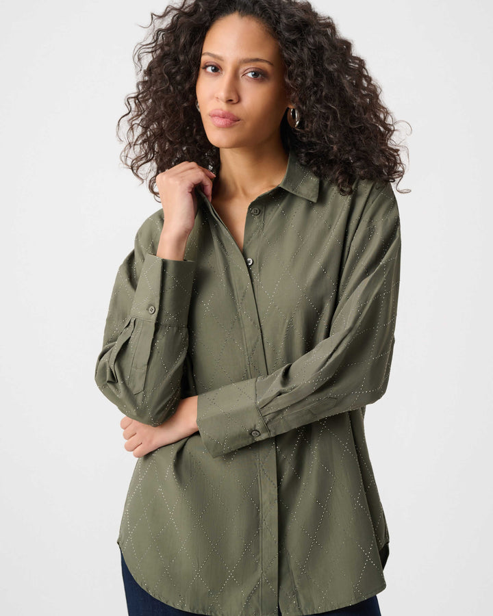 Mint Condition Tencel Boxy Blouse With All-Over Rhinestone Detail 263922