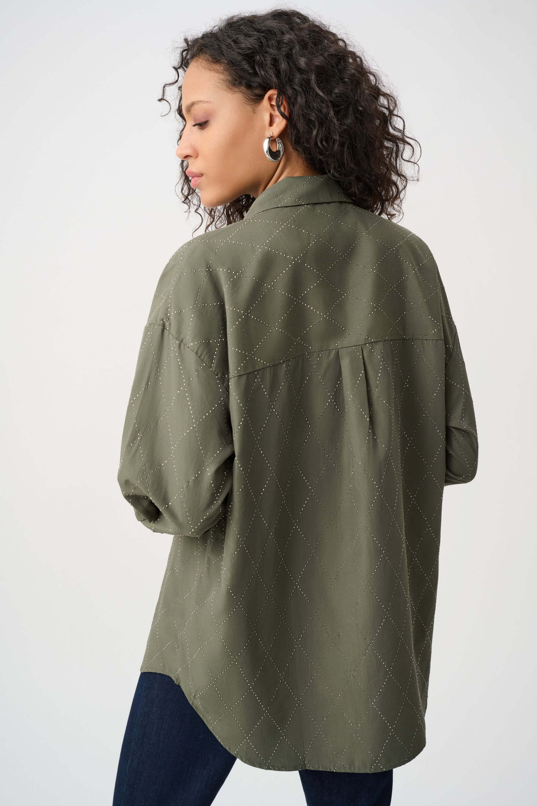Mint Condition Tencel Boxy Blouse With All-Over Rhinestone Detail 263922