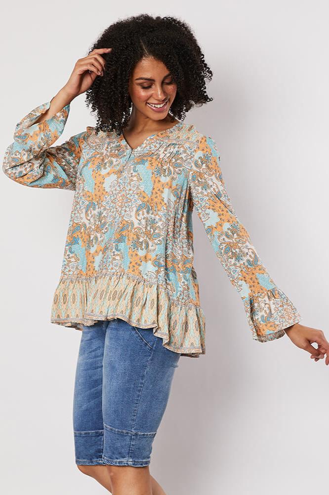 Frill Bottom Orangrey Top