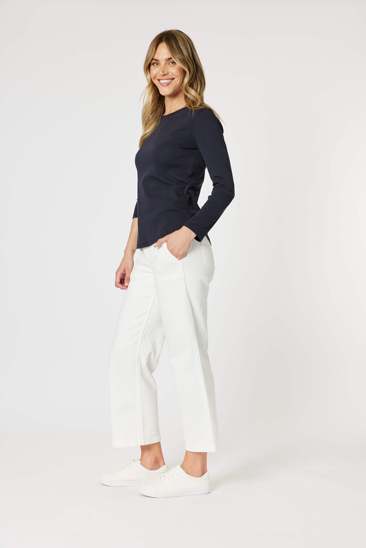 Crew Neck Long Sleeve Top - Navy