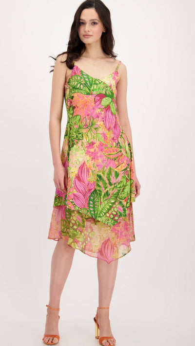 Flower Print Midi Dress - Pink 407987